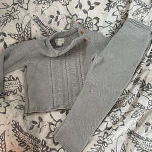 Cozy Gray Knit Kids Matching Set